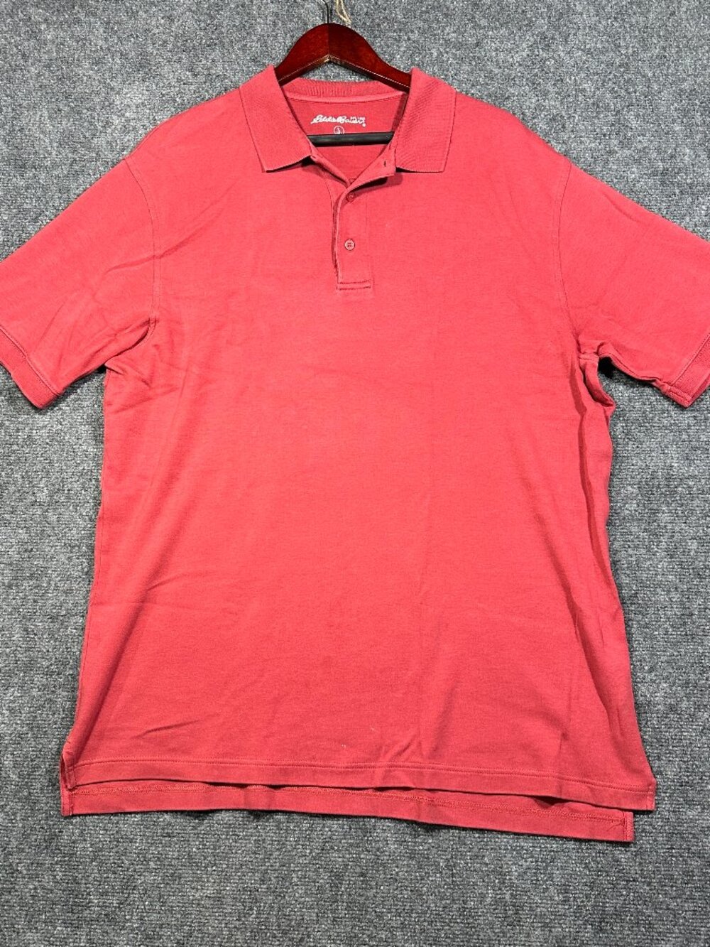 Eddie Bauer Polo Shirt Mens Large Tall Brick Red Cotton Short Sleeve Split Hem